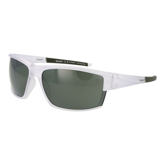 Timberland Men’s Sunglasses – Polarized White Frame with Green Lenses, 68mm
