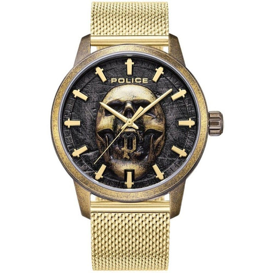 Police Men's Gold Stainless Steel Skull Analogue Watch
