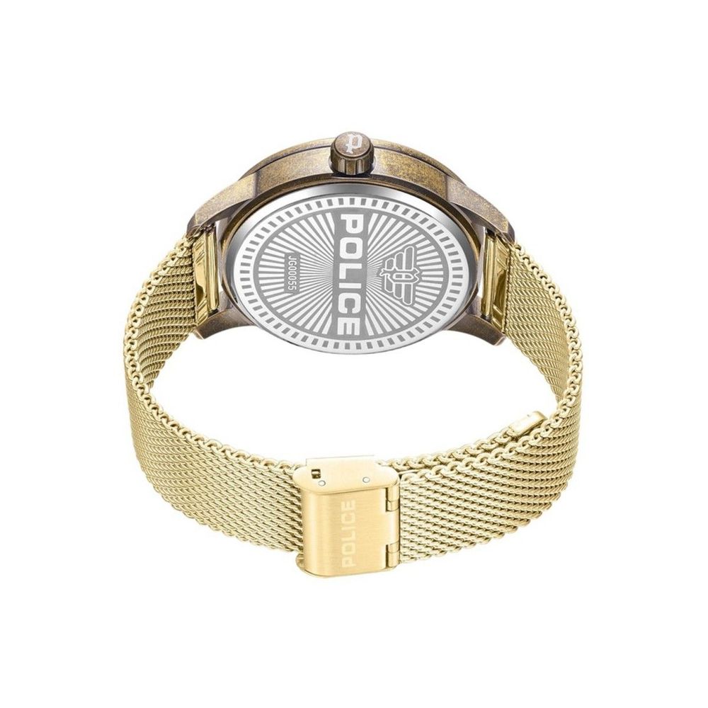 Police Men's Gold Stainless Steel Skull Analogue Watch