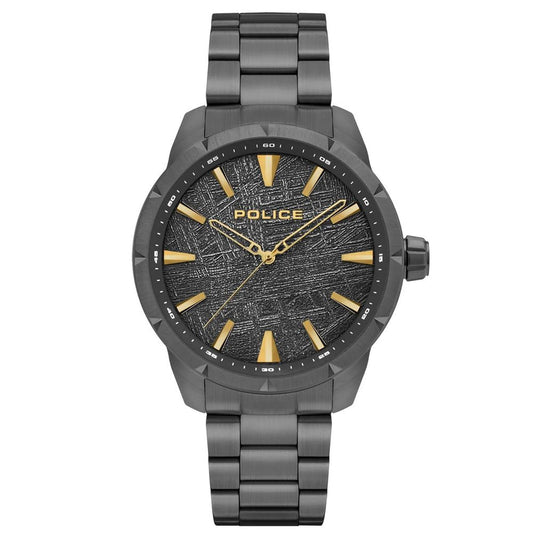 Police Men's Black Stainless Steel Watch with Pendry Dial