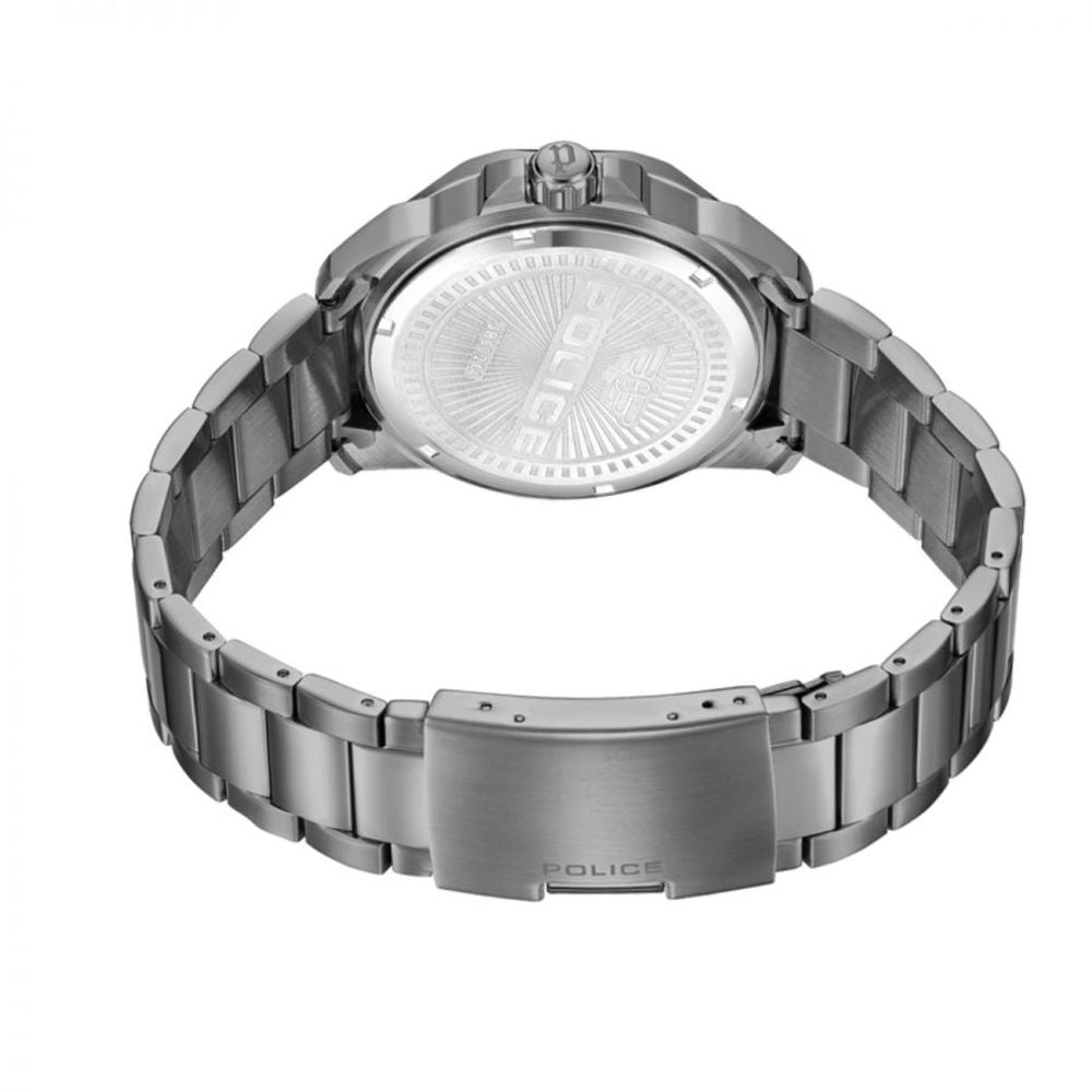 Police Men’s Grey Stainless Steel Watch with Red Dial men