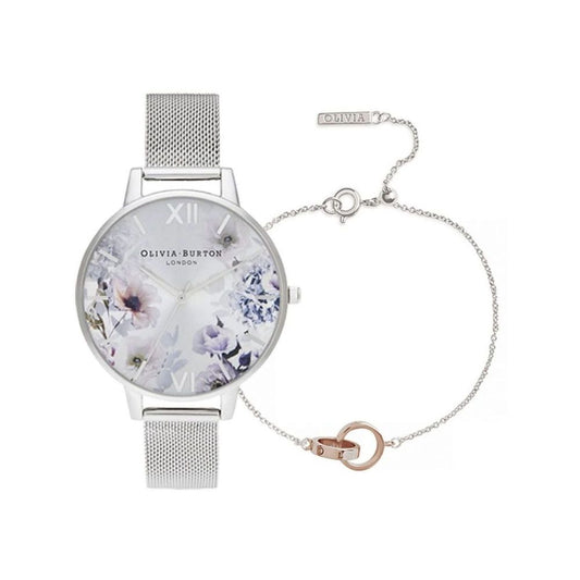 Olivia Burton Grey Women's Stainless Steel Watch & Bracelet Set