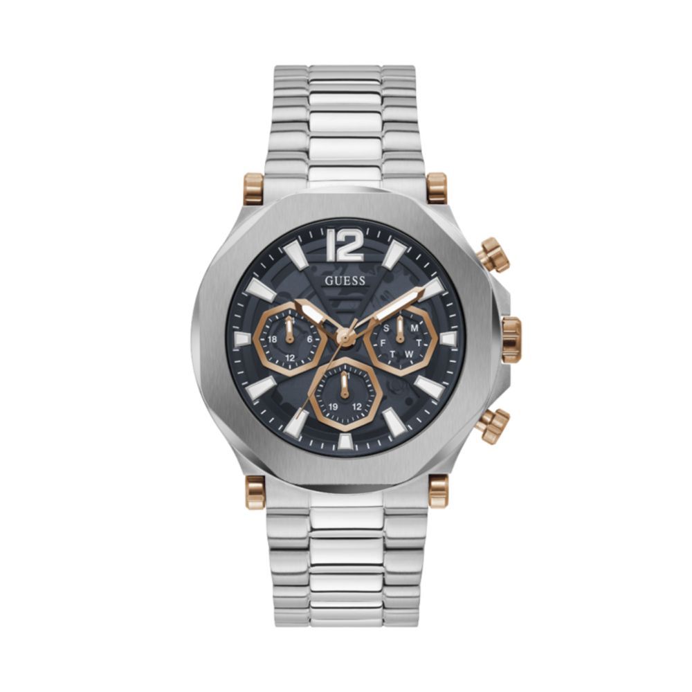 Guess Men’s Watch, Multifunction Dial, Grey Stainless Steel