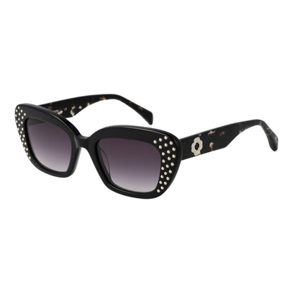Maje Women’s Sunglasses – Black Cat Eye Frame with Purple Gradient Lenses, 50mm