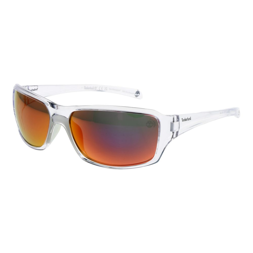 Timberland Men's Transparent Sunglasses – Full-Rim with Green Polarized Lenses, 63mm