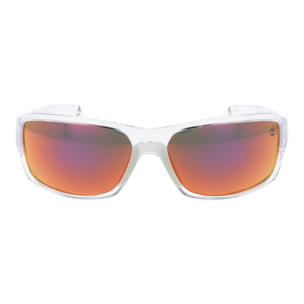 Timberland Men's Transparent Sunglasses – Full-Rim with Green Polarized Lenses, 63mm