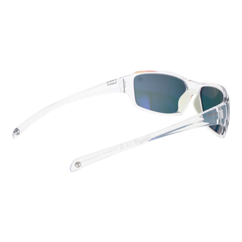 Timberland Men's Transparent Sunglasses – Full-Rim with Green Polarized Lenses, 63mm
