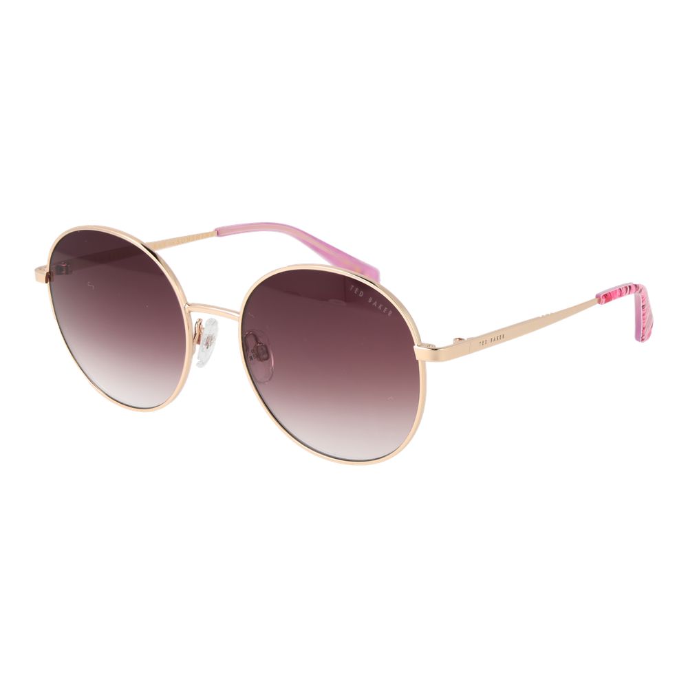 Ted Baker Women’s Sunglasses – Gold Round Frame with Pink Gradient Lenses, 54mm