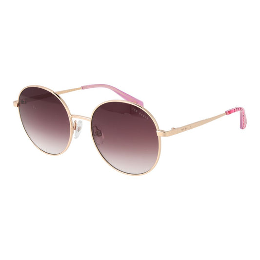 Ted Baker Women’s Sunglasses – Gold Round Frame with Pink Gradient Lenses, 54mm