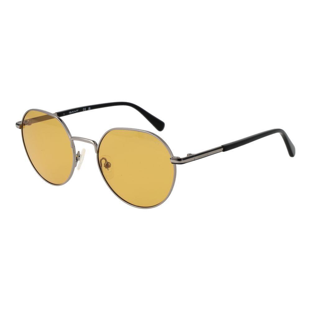 Gant Silver Men’s Sunglasses – Round Metal Frame with Yellow Lenses, 53mm