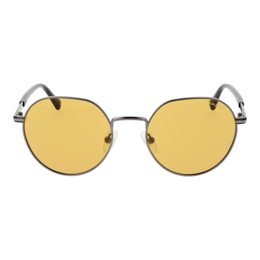 Gant Silver Men’s Sunglasses – Round Metal Frame with Yellow Lenses, 53mm