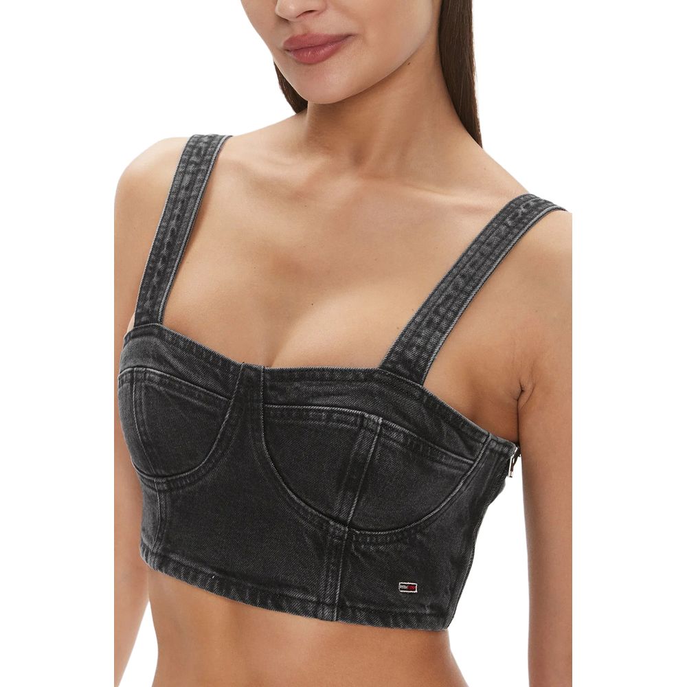 Tommy Hilfiger Jeans Black Recycled Cotton Bustier Top