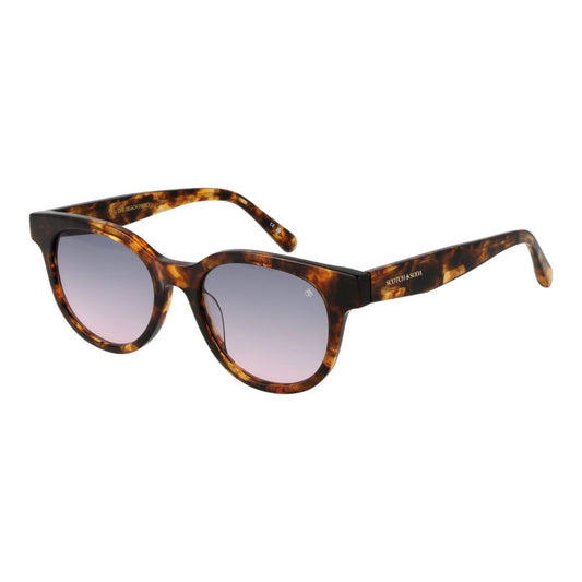 Scotch & Soda Women’s Brown Sunglasses – Chic Round Frame with Blue Gradient Lenses, 50mm