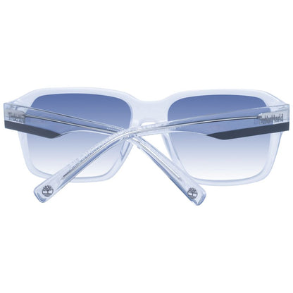 Timberland Men's Sunglasses – White Square Frame with Blue Polarized Lenses, 57mm