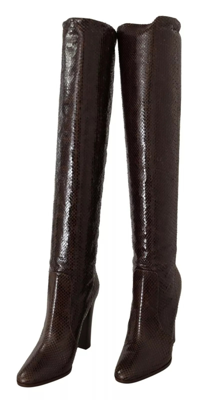 Dolce & Gabbana Brown Exotic Leather Heels High Boots Shoes
