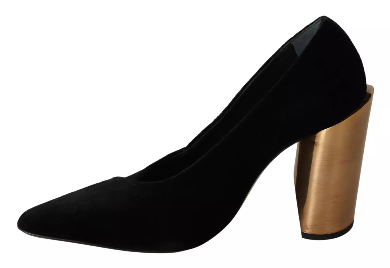Jil Sander Black Leather Suede Block Heel Pumps