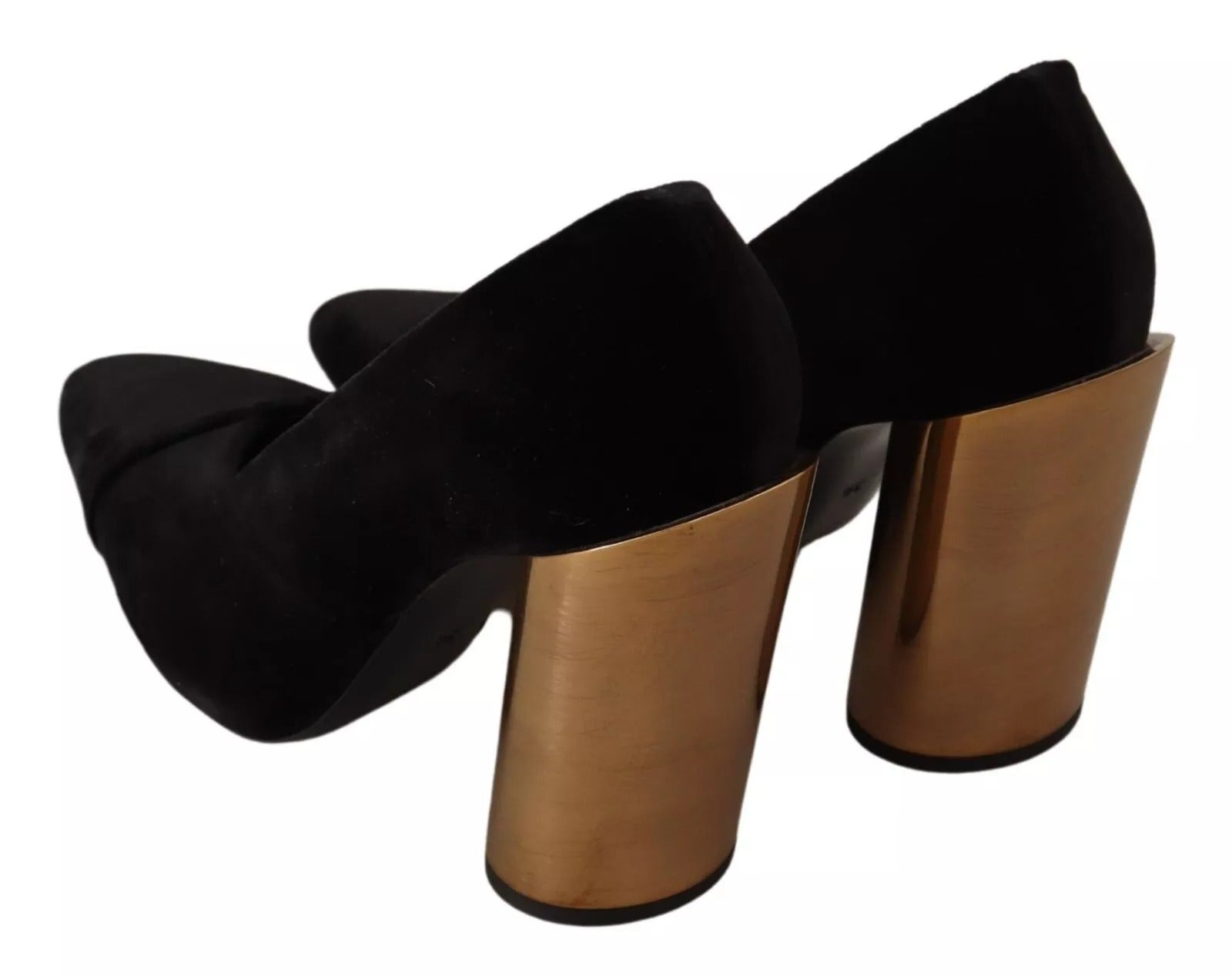 Jil Sander Black Leather Suede Block Heel Pumps