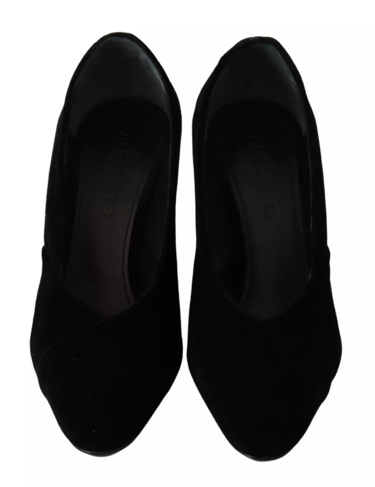 Jil Sander Black Leather Suede Block Heel Pumps
