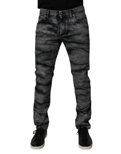 Dolce & Gabbana Gray Tie Dye Cotton Skinny Men's Denim Jeans