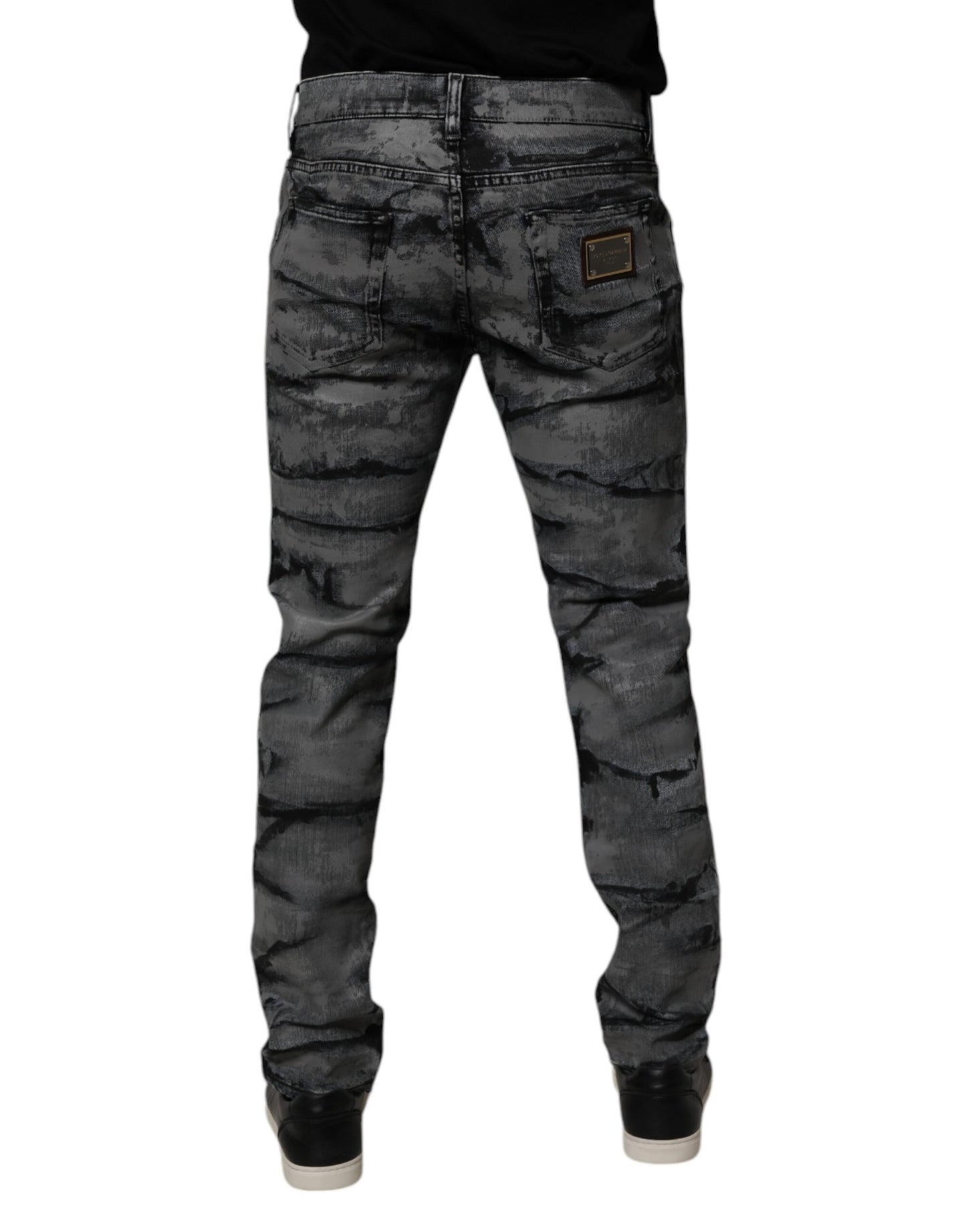 Dolce & Gabbana Gray Tie Dye Cotton Skinny Men's Denim Jeans