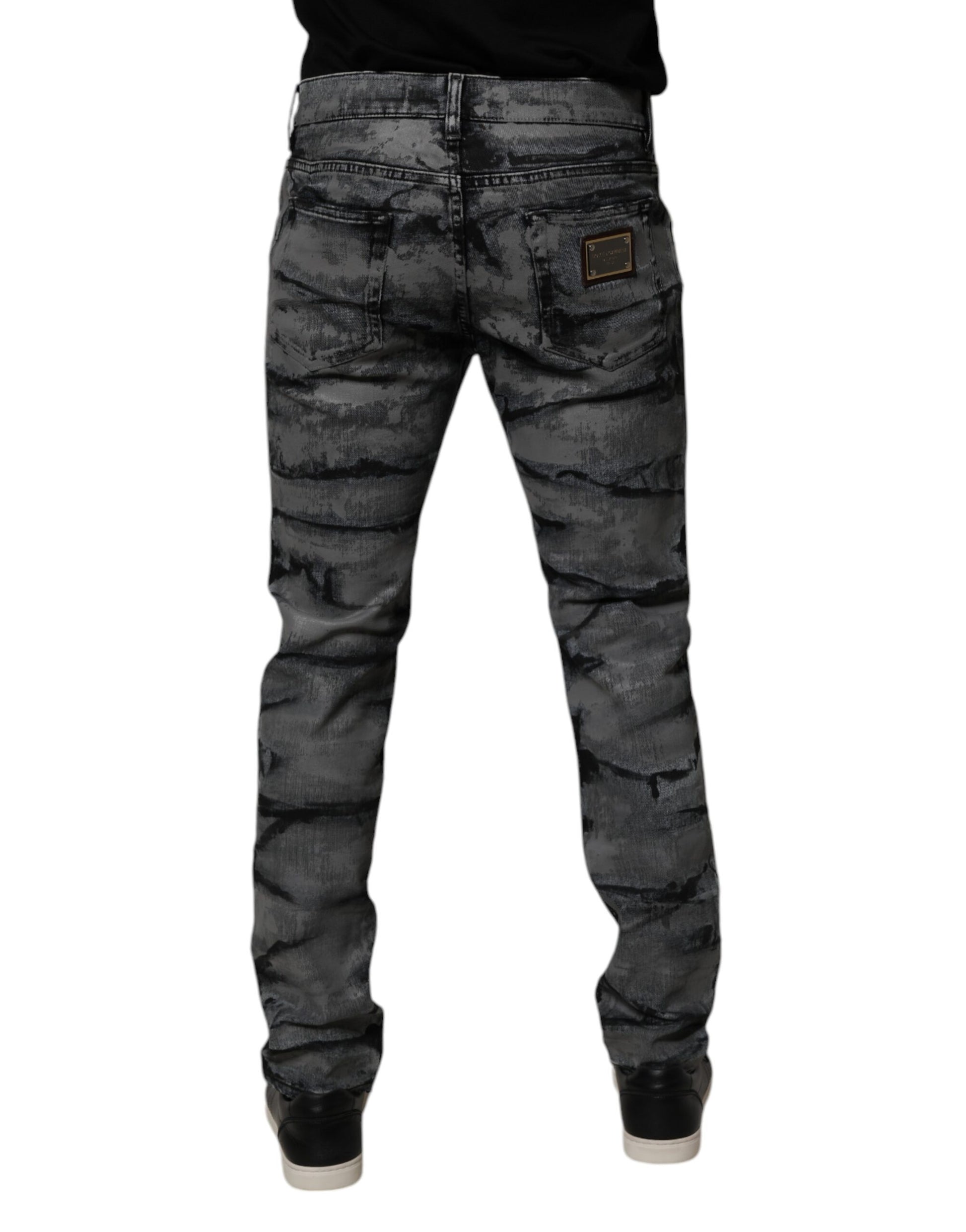 Dolce & Gabbana Gray Tie Dye Cotton Skinny Men's Denim Jeans