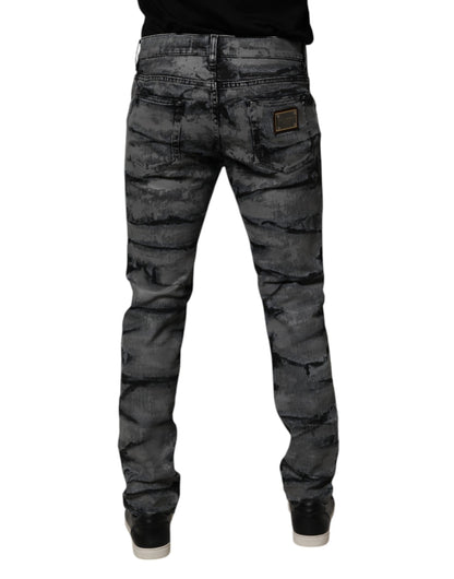 Dolce & Gabbana Gray Tie Dye Cotton Skinny Men's Denim Jeans