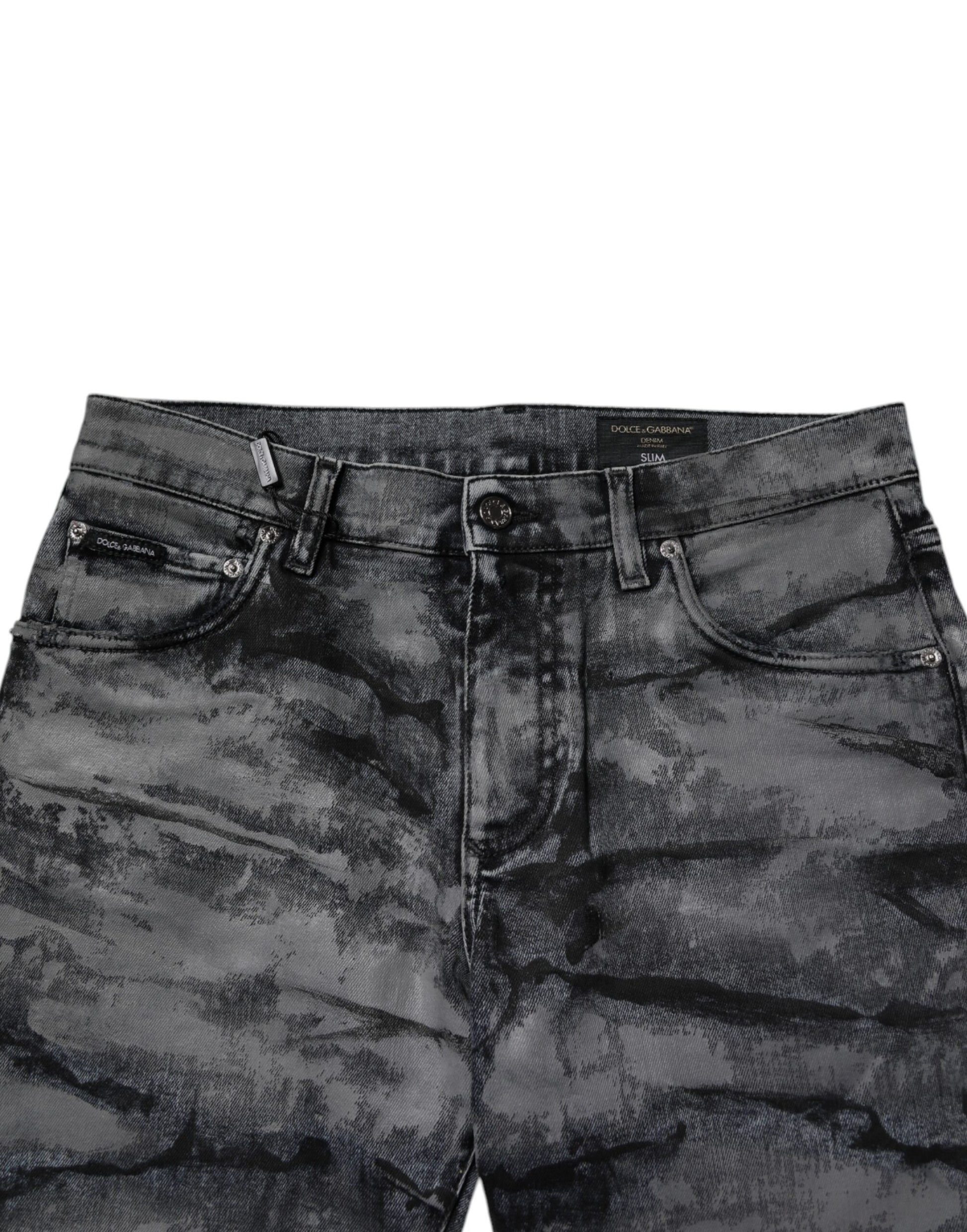 Dolce & Gabbana Gray Tie Dye Cotton Skinny Men's Denim Jeans