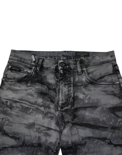 Dolce & Gabbana Gray Tie Dye Cotton Skinny Men's Denim Jeans