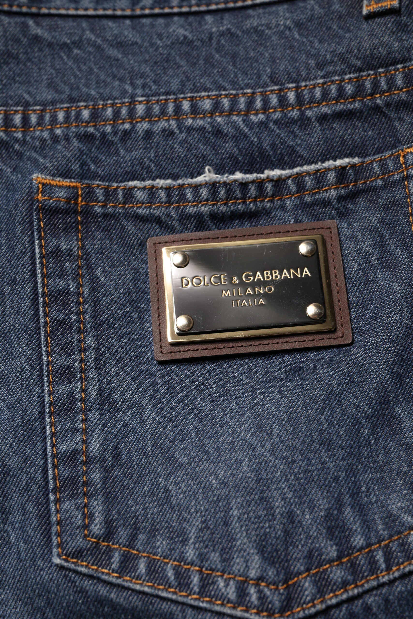 Dolce & Gabbana Beige Blue Floral Cotton Men's Denim Jeans
