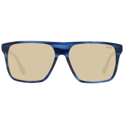 BMW Blue Men’s Aviator Sunglasses – Blue Frame with Brown Lenses, 57mm
