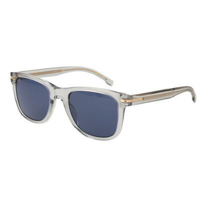 Hugo Boss Men's Sunglasses – Grey Full-Rim Frame with Blue Lenses, 52mm