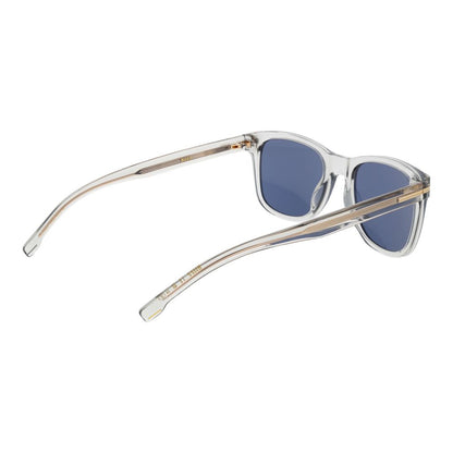 Hugo Boss Men's Sunglasses – Grey Full-Rim Frame with Blue Lenses, 52mm