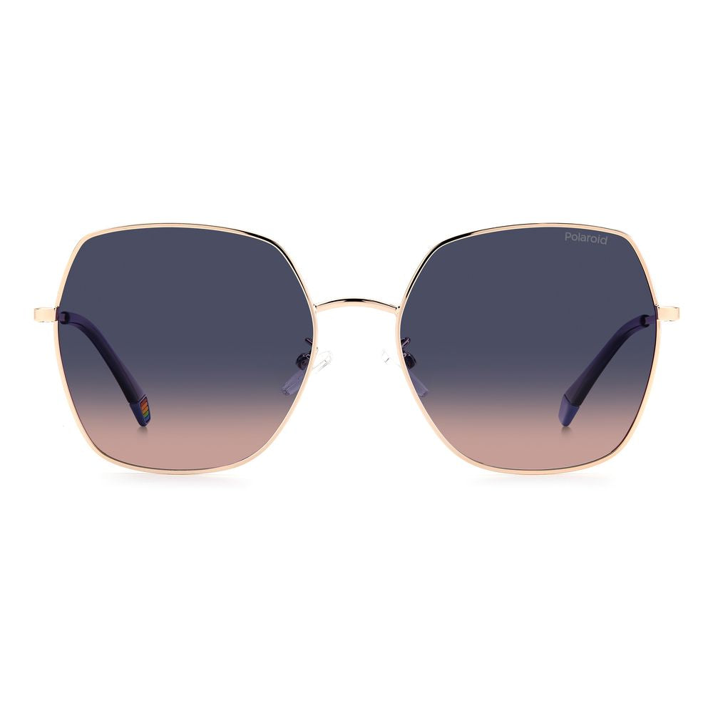 Polaroid Women's Sunglasses – Gold and Blue Metal Frame with Polarized Lenses, 58mm