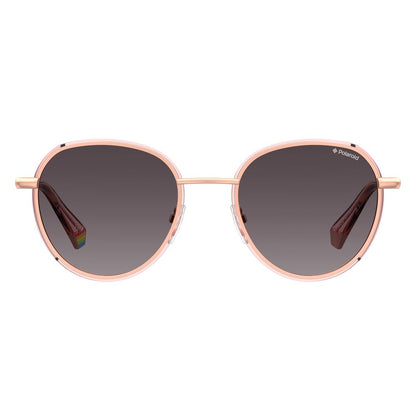 Polaroid Rose Gold Metal Unisex Sunglasses – Elegant Rounded Frame with Polarized Lenses, 51mm
