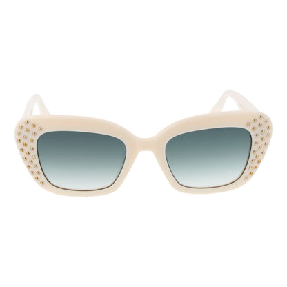 Maje Women’s Sunglasses – Cream Cat Eye Frame with Green Gradient Lenses, 50mm