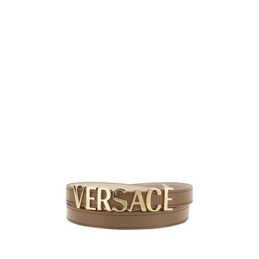 Versace Statement Leather Belt with Logo Buckle