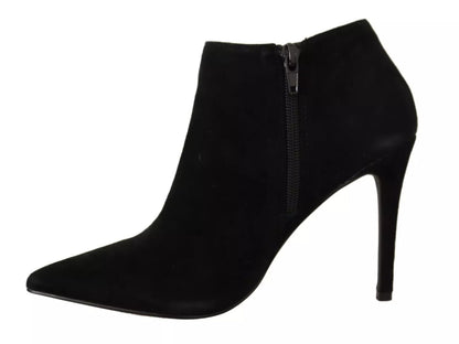 Steve Madden Black Suede Leather Stiletto Heel Boots
