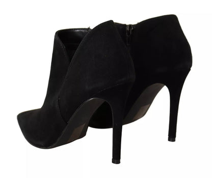 Steve Madden Black Suede Leather Stiletto Heel Boots