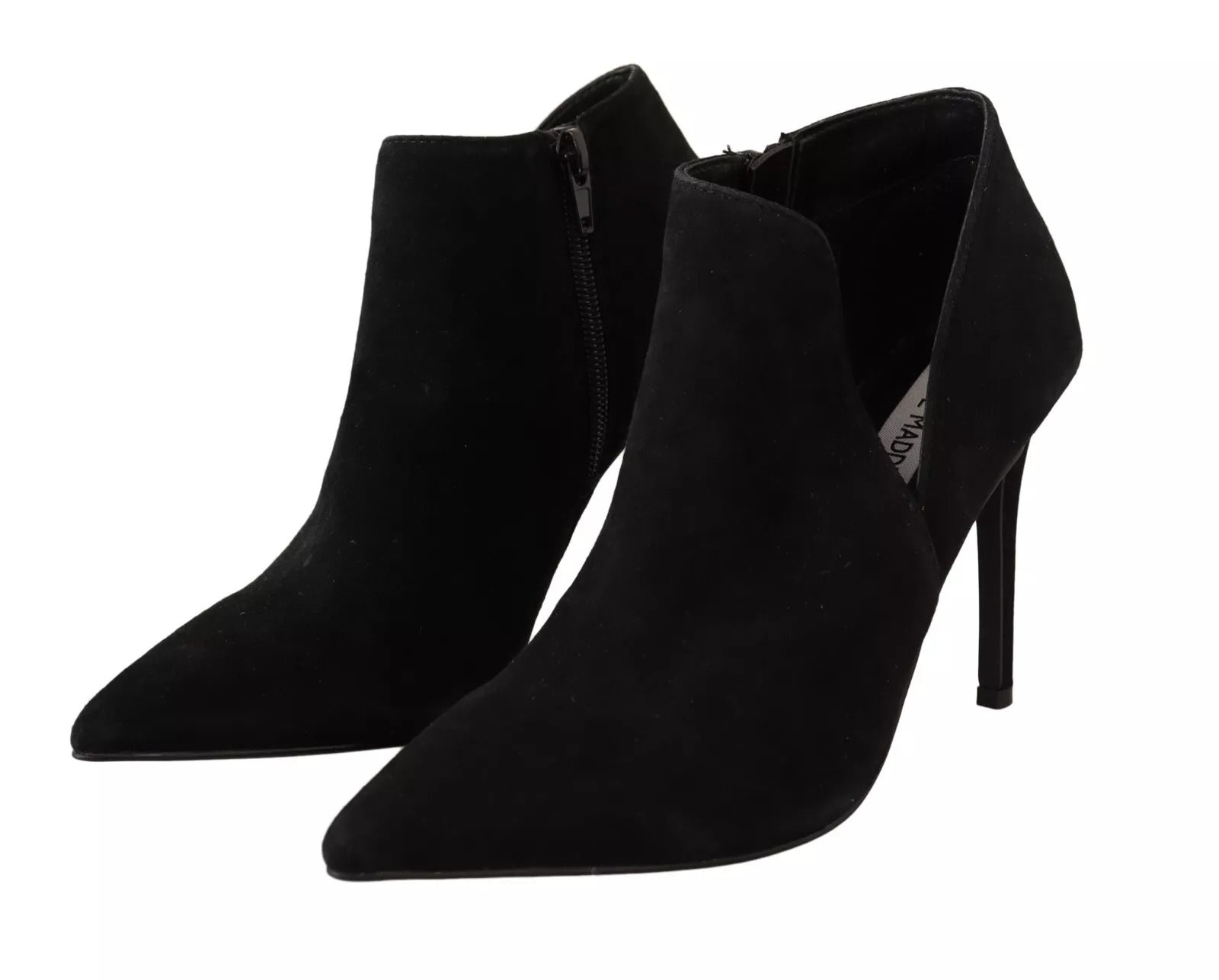 Steve Madden Black Suede Leather Stiletto Heel Boots
