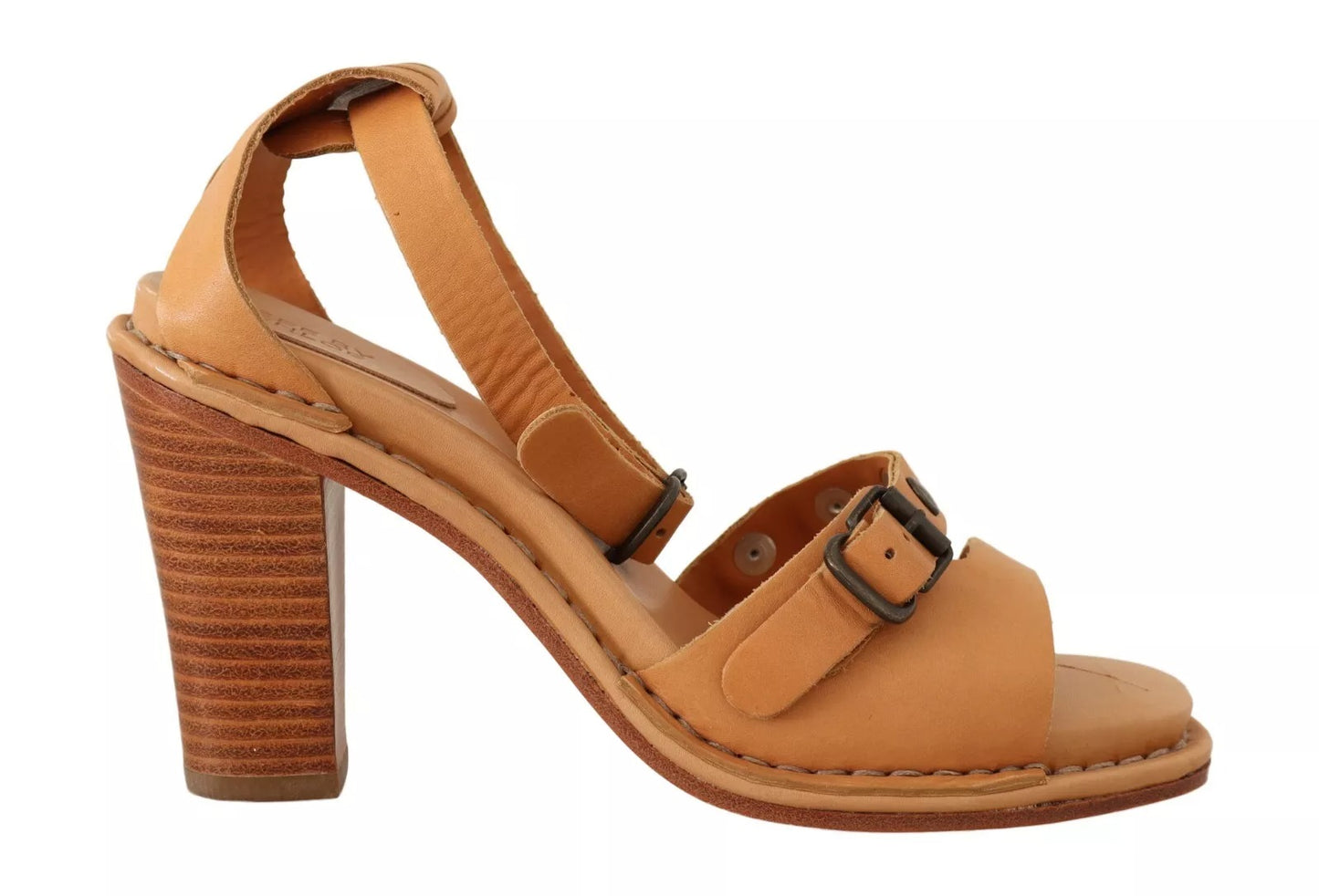 See By Chloé Brown Leather Studded Ankle Strap Sandals