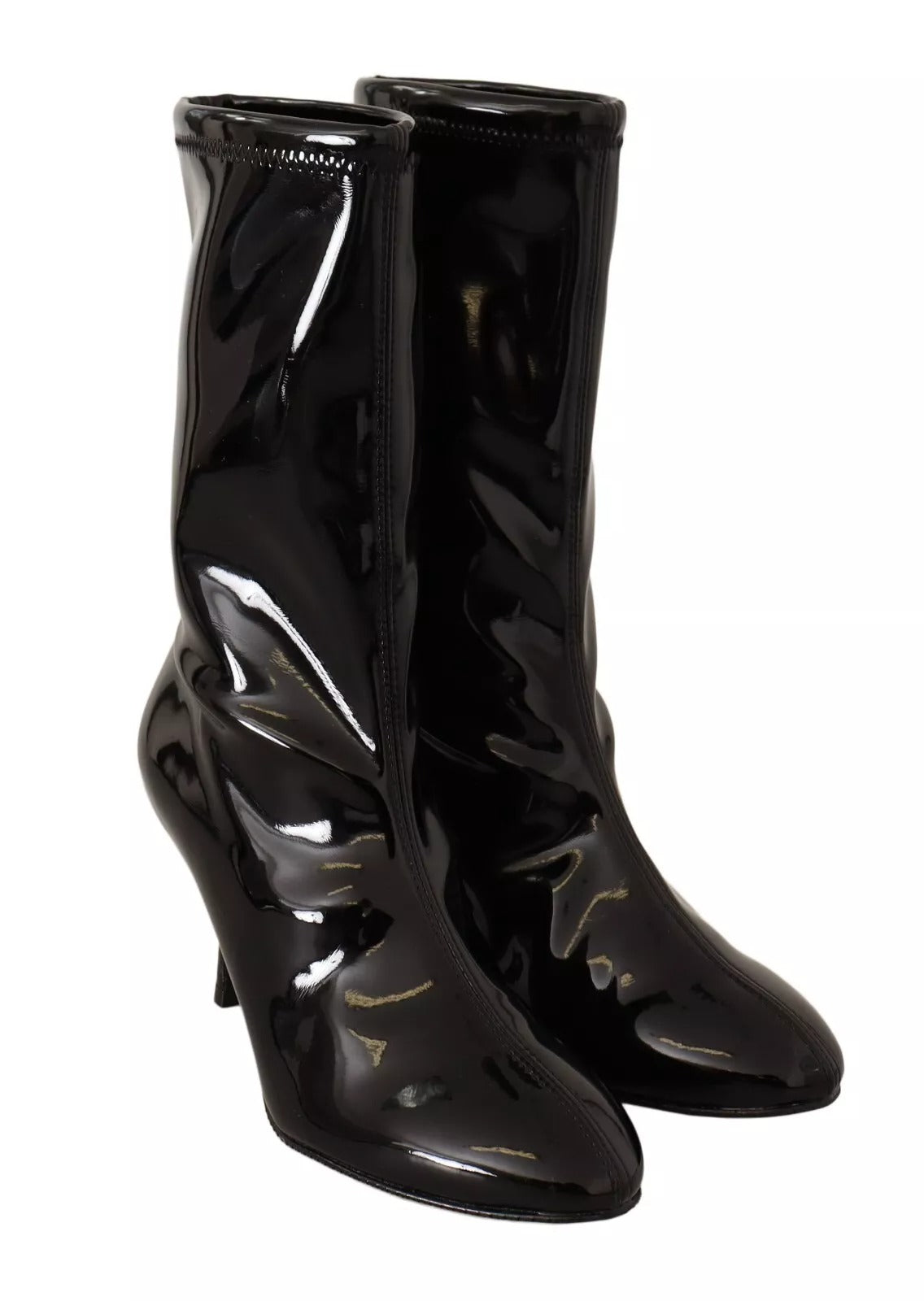 Stuart Weitzman Black Patent Leather High Heels Boots