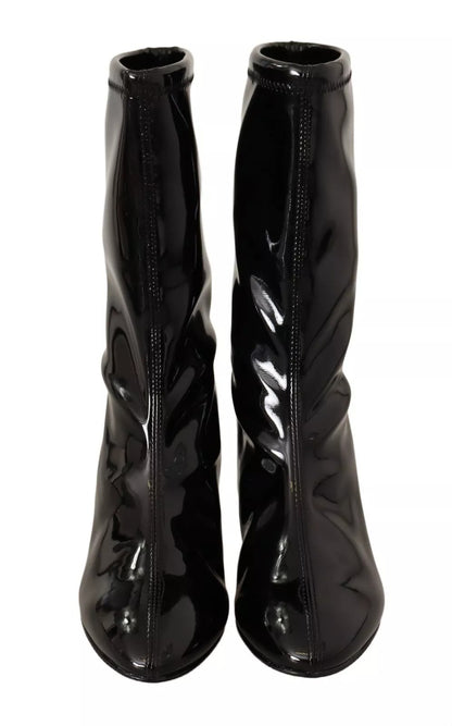 Stuart Weitzman Black Patent Leather High Heels Boots