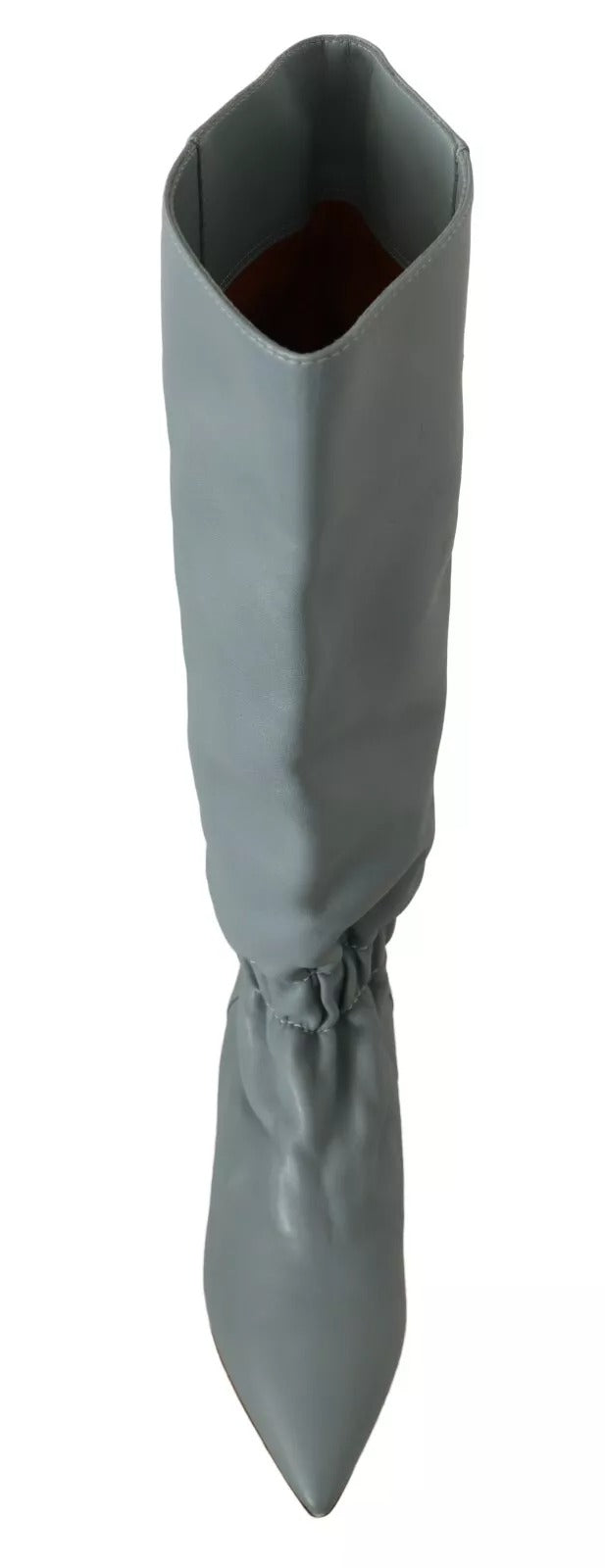 Valentino Blue Leather Elastic Flats Pull On Knee High Boots