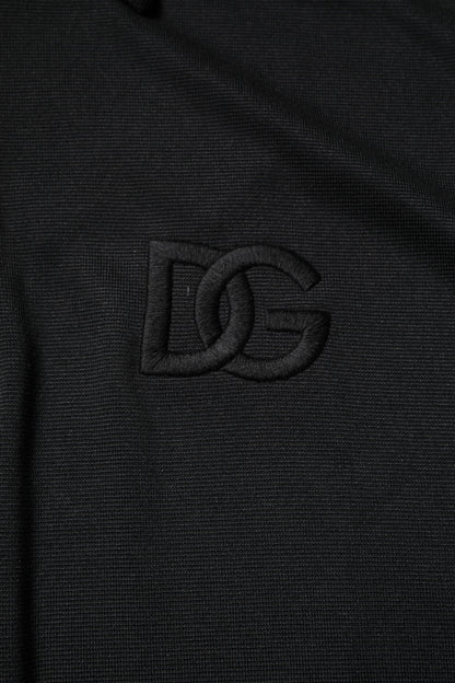 Dolce & Gabbana Black Polyester DG Logo Collared Polo T-shirt