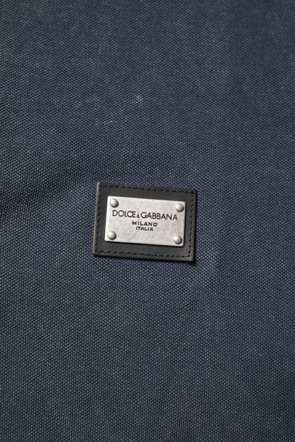 Dolce & Gabbana Dark Blue Logo Plaque Cotton Men Polo Shirt