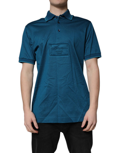 Dolce & Gabbana Blue Logo Cotton Men Polo Shirt