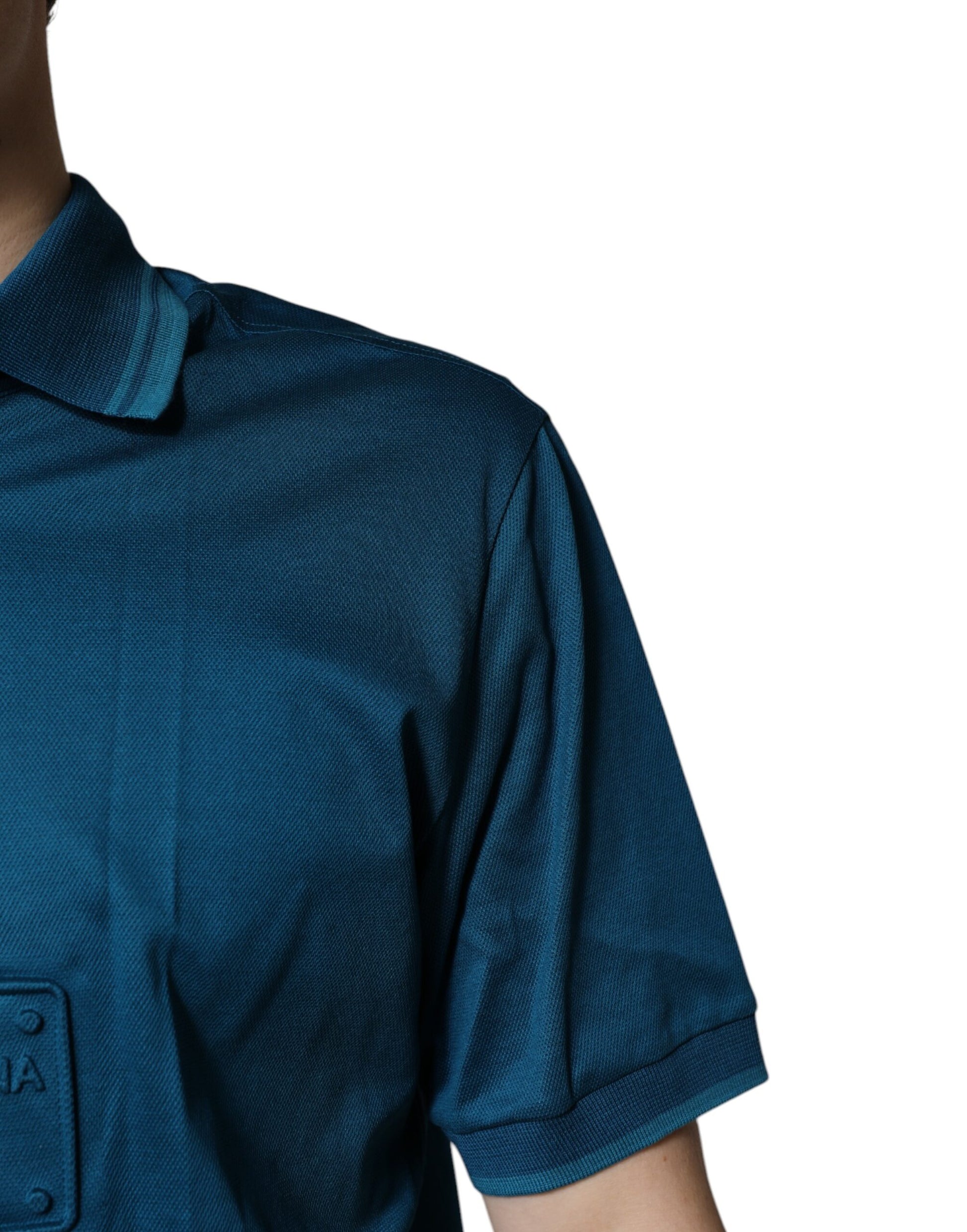 Dolce & Gabbana Blue Logo Cotton Men Polo Shirt