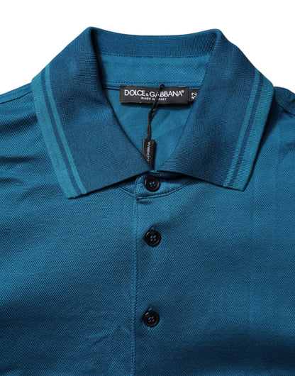 Dolce & Gabbana Blue Logo Cotton Men Polo Shirt