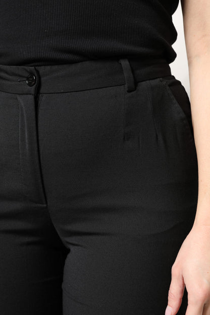 Dolce & Gabbana Black Wool Blend High Waist Slim Pants