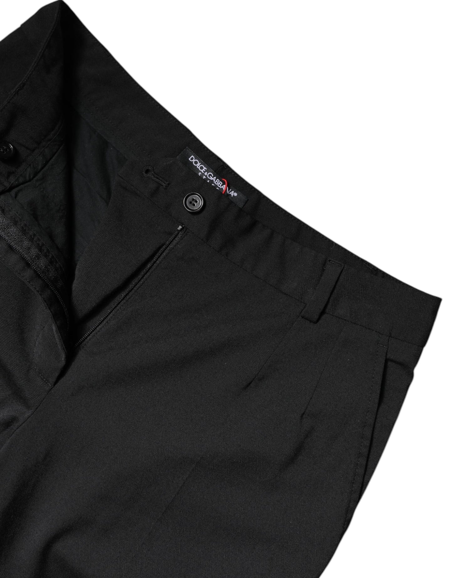 Dolce & Gabbana Black Wool Blend High Waist Slim Pants